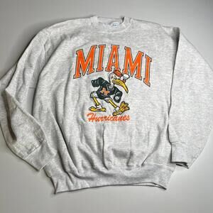 Vintage 90s Miami Hurricanes Sweatshirt XL Tultex Superweight Made in USA Crewne